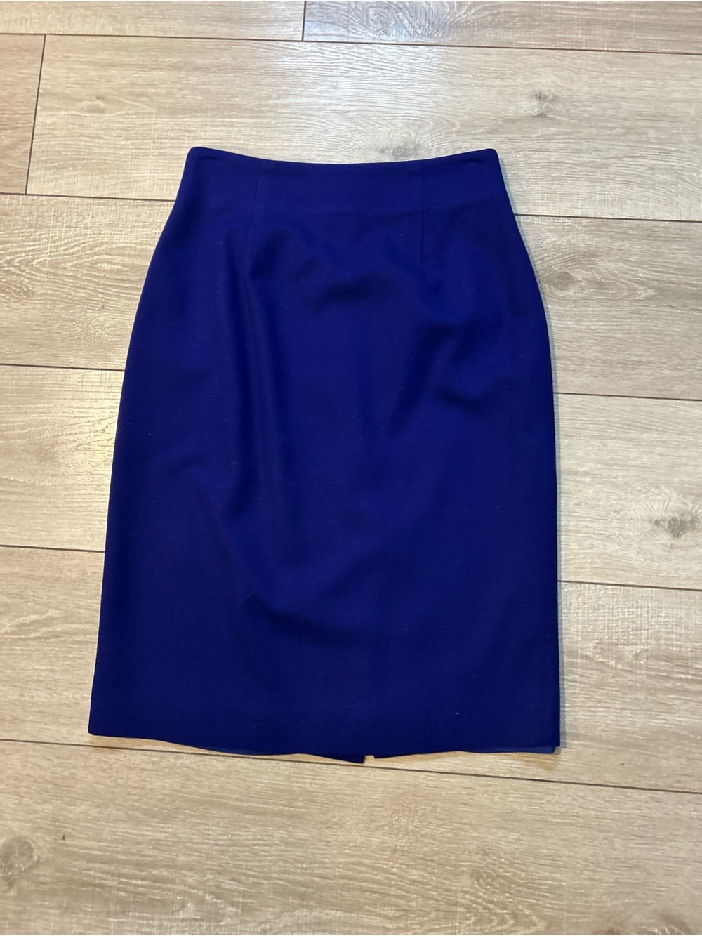 EVAN-PICONE Blue Wool Tweed Pencil Skirt Knee Length Slit Zip Size 4 Vintage